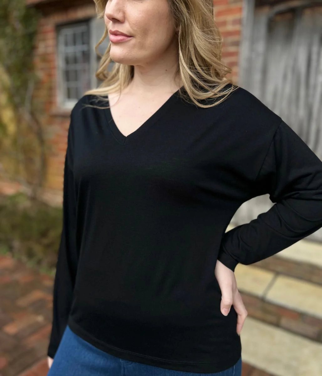 Black Long Sleeve Relaxed T Shirt - Image 2
