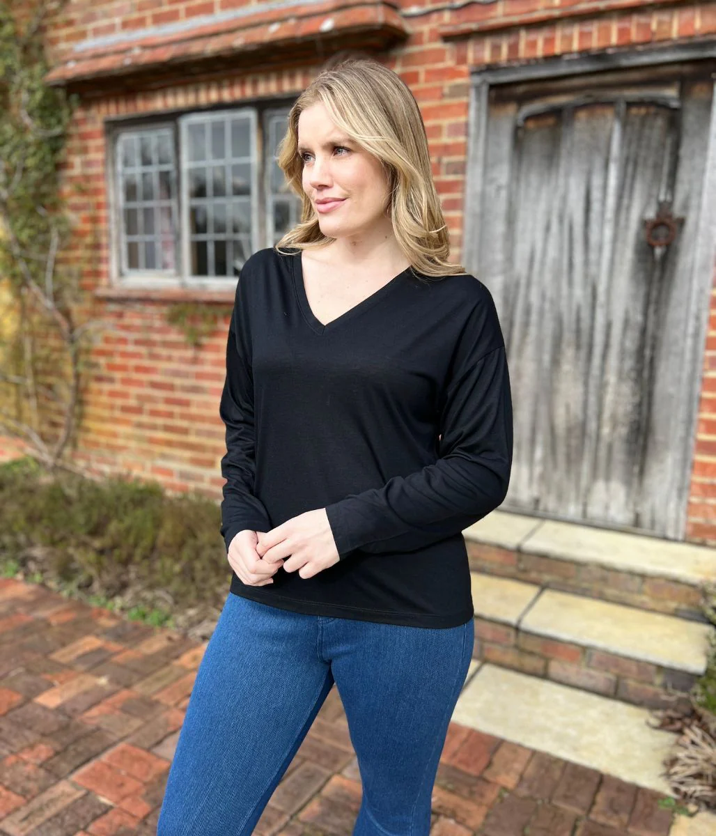 Black Long Sleeve Relaxed T Shirt - Image 3