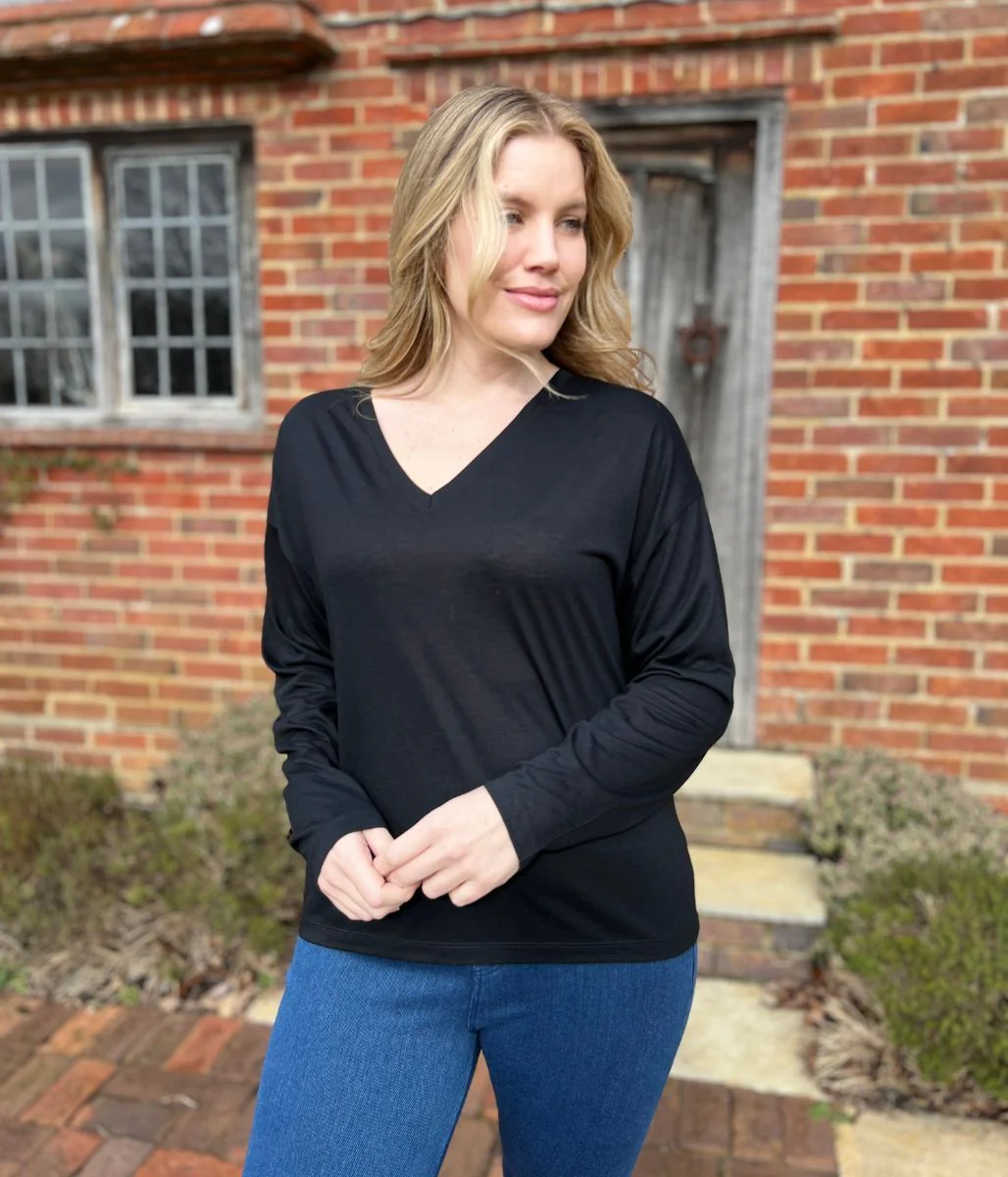 Black Long Sleeve Relaxed T Shirt - Image 6