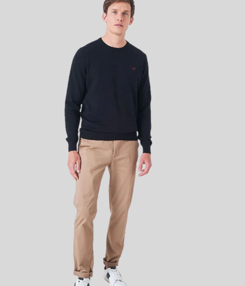 Black Mens Cotton Crew Neck Logo Jumper - Image 2