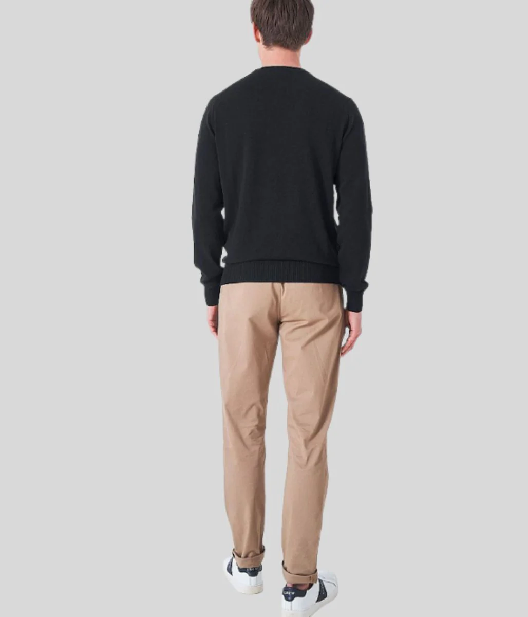 Black Mens Cotton Crew Neck Logo Jumper - Image 3