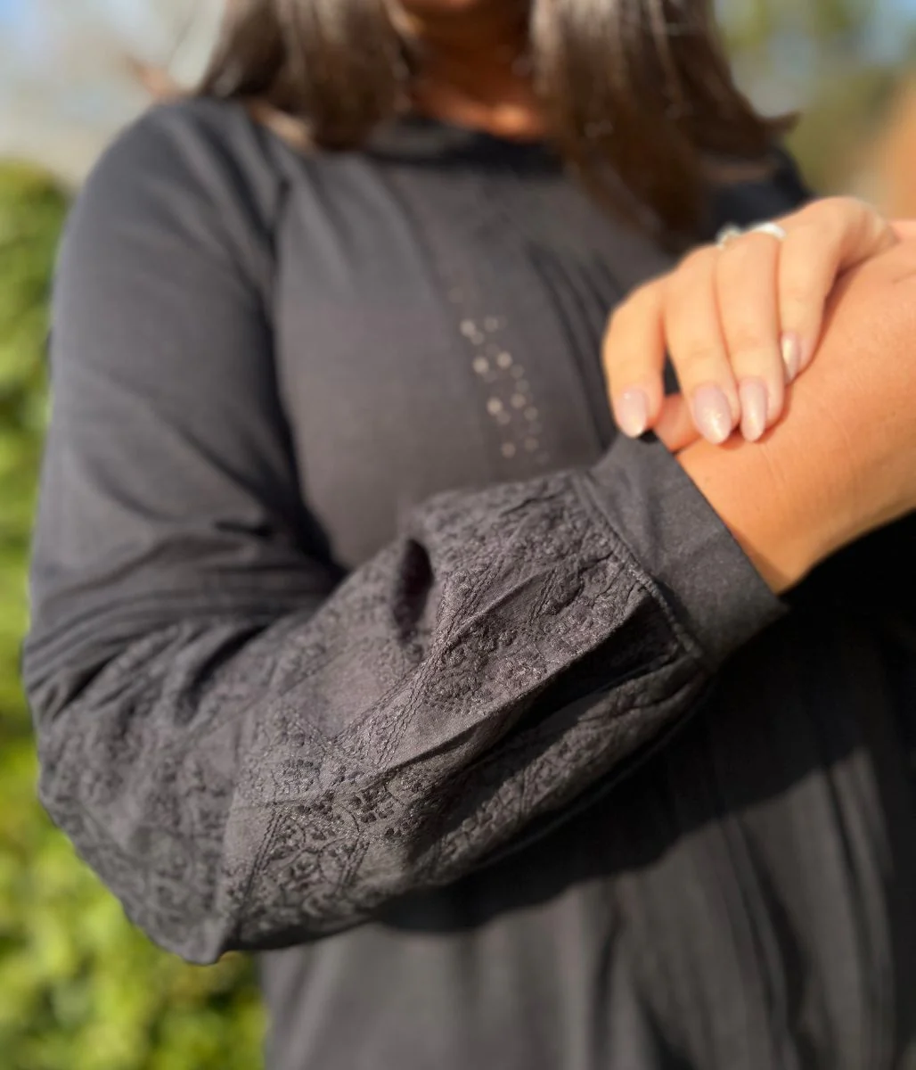 Black Pintuck Long Sleeve Top - Image 6