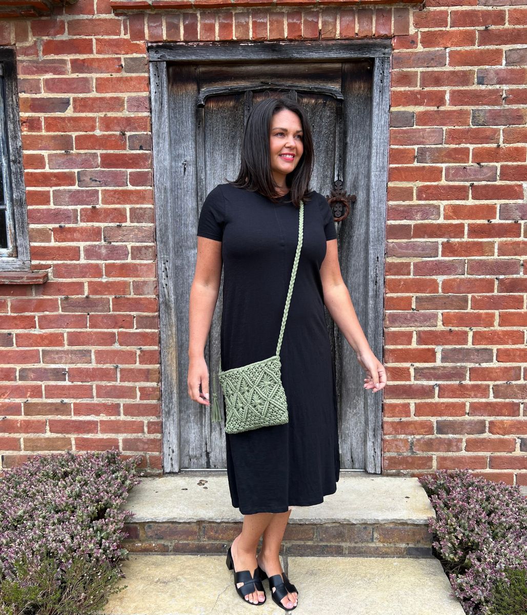Black Pure Cotton T Shirt Midi Dress - Image 3