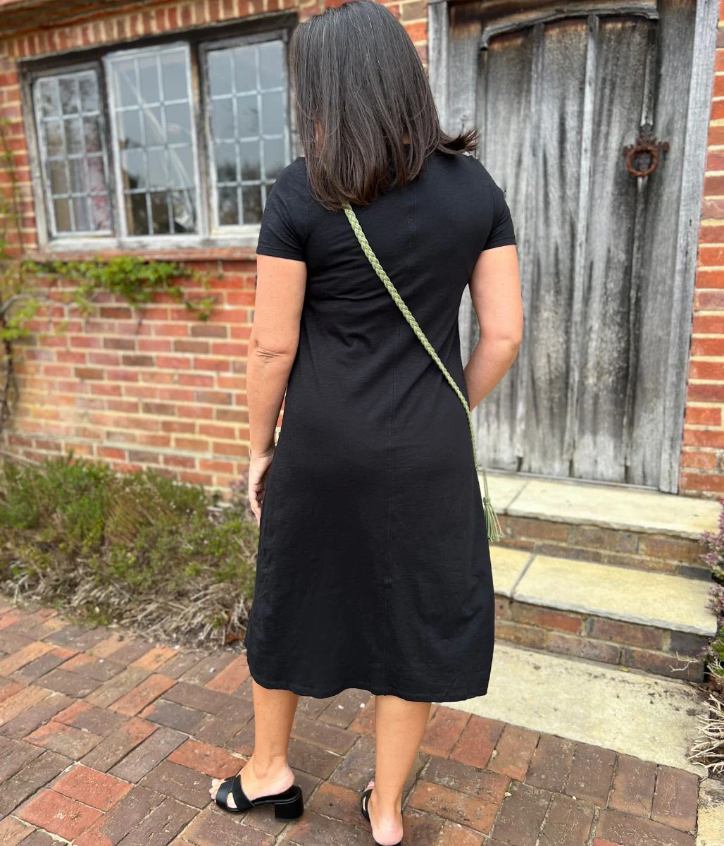Black Pure Cotton T Shirt Midi Dress - Image 4