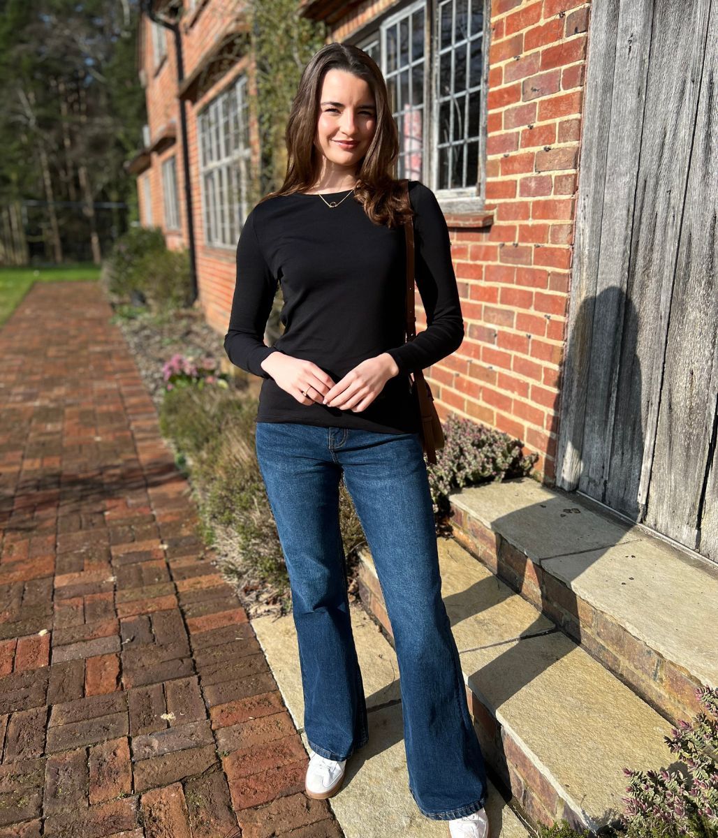 Black Regular Long Sleeve Crew Neck Top - Image 5
