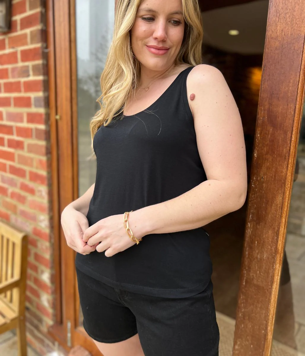 Black Relaxed Vest Top - Image 3
