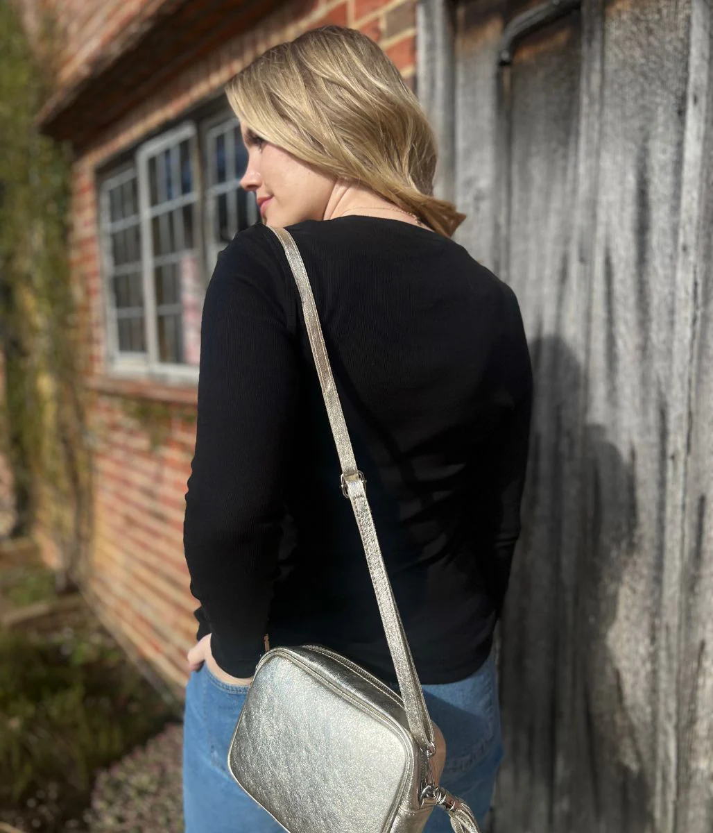 Black Ribbed Long Sleeve Top - Image 3