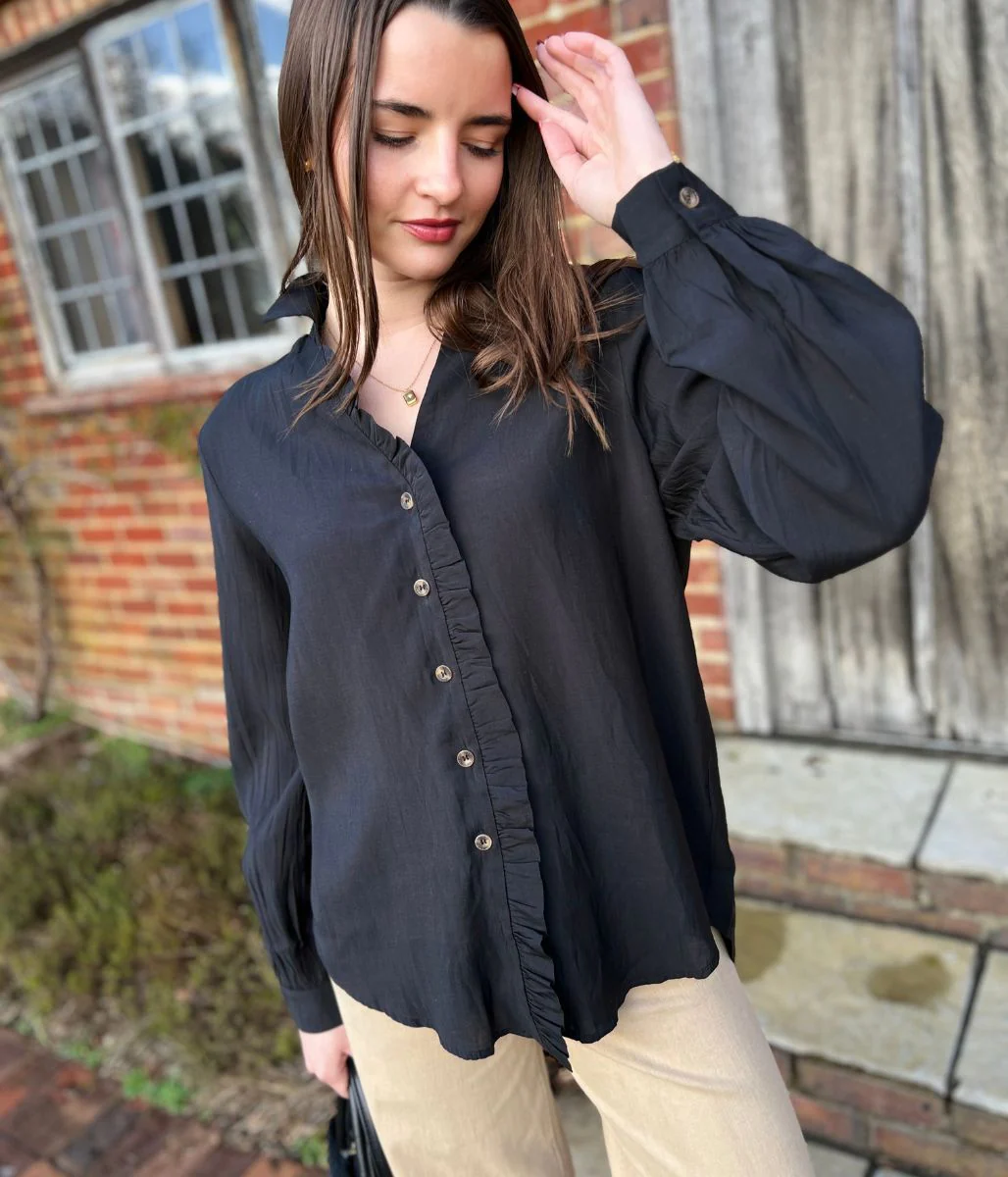 Black Ruffle Shirt - Image 7