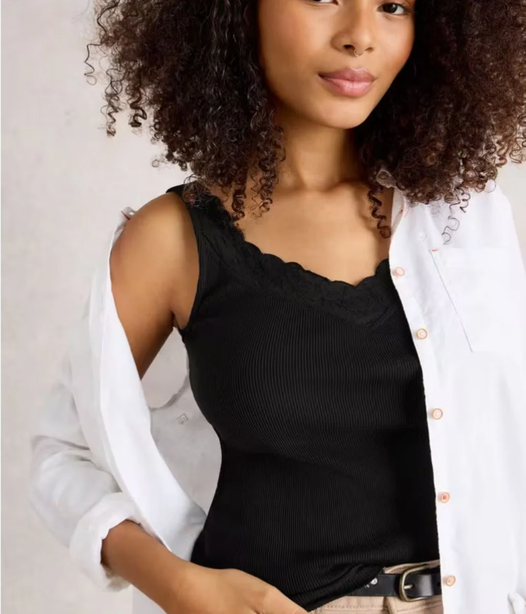 Black Sea Breeze Lace Trim Vest Top - Image 2