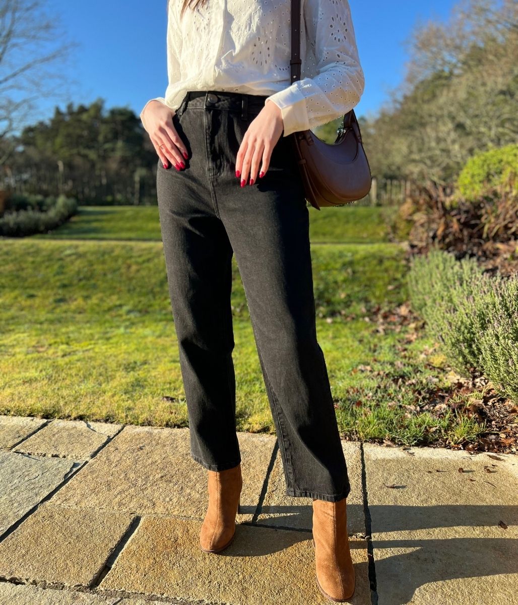 Black Skye High Waisted Straight Jeans - Image 3