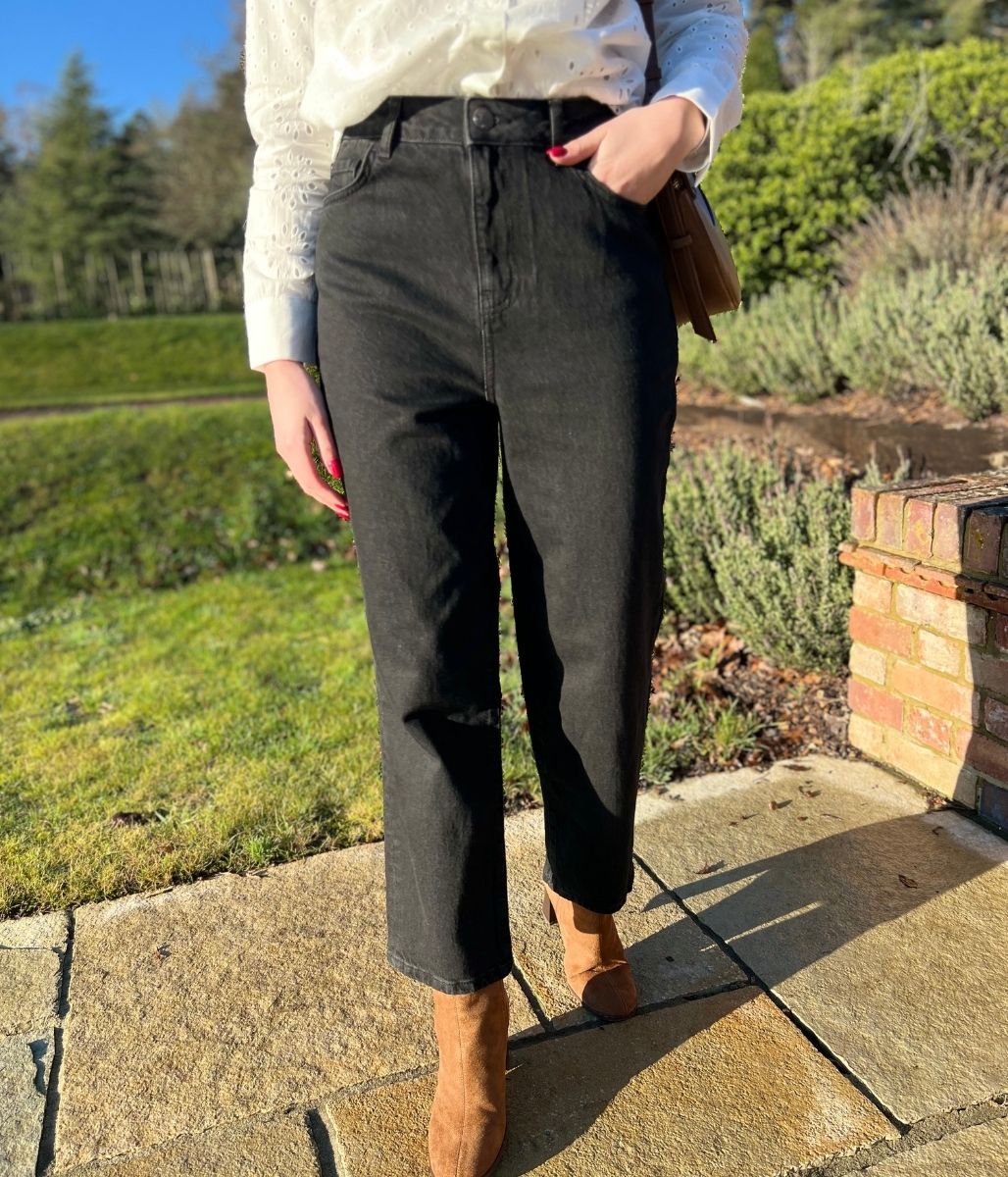 Black Skye High Waisted Straight Jeans - Image 5