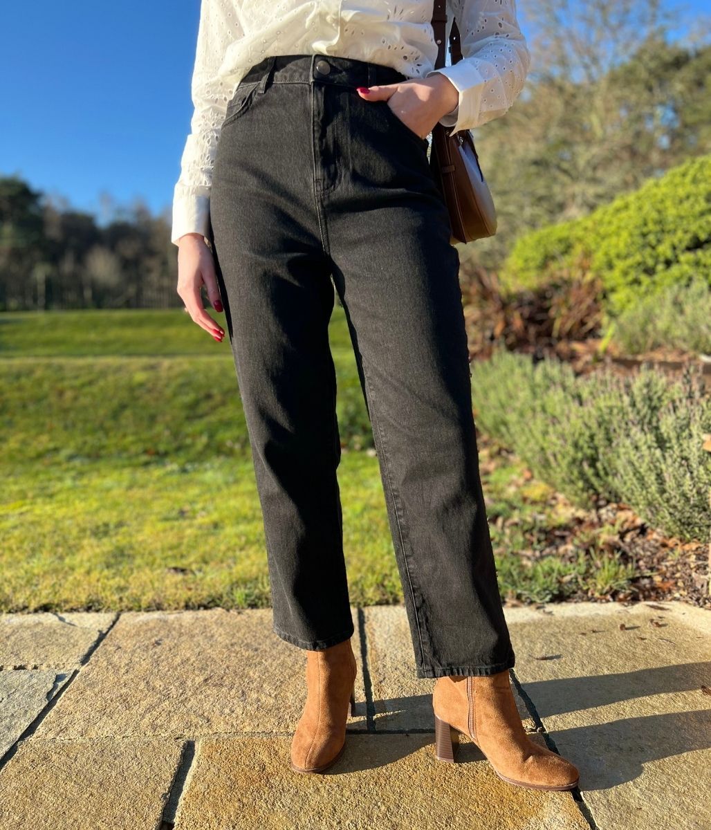 Black Skye High Waisted Straight Jeans - Image 6