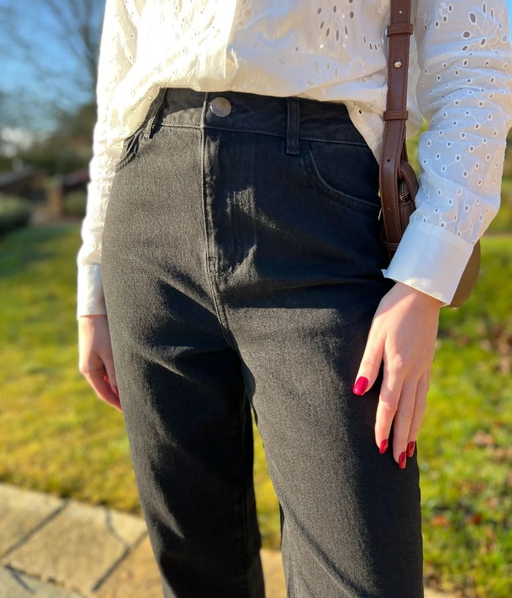 Black Skye High Waisted Straight Jeans - Image 7