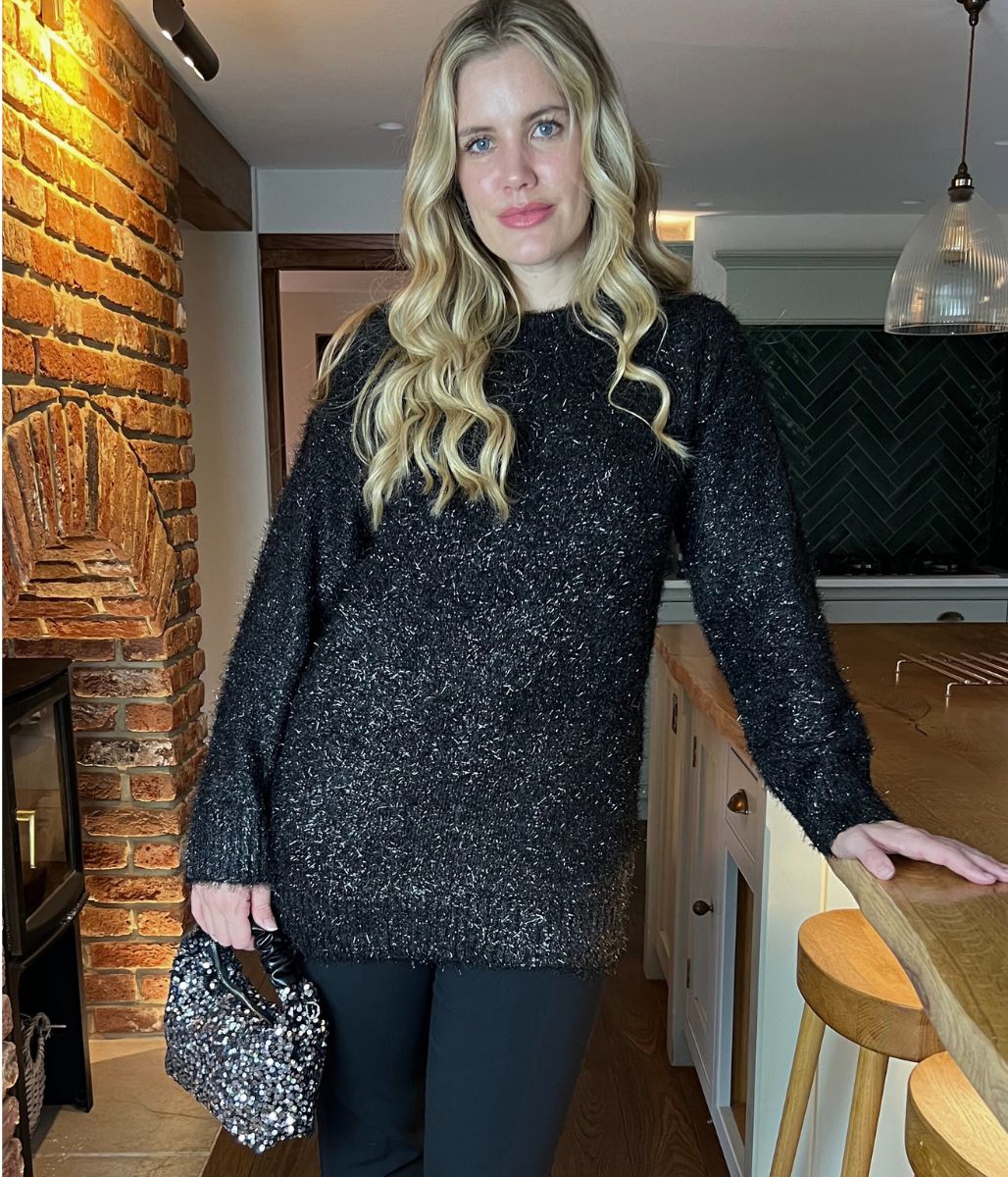 Black Sparkle Brushed Tunic Jumper - Image 2