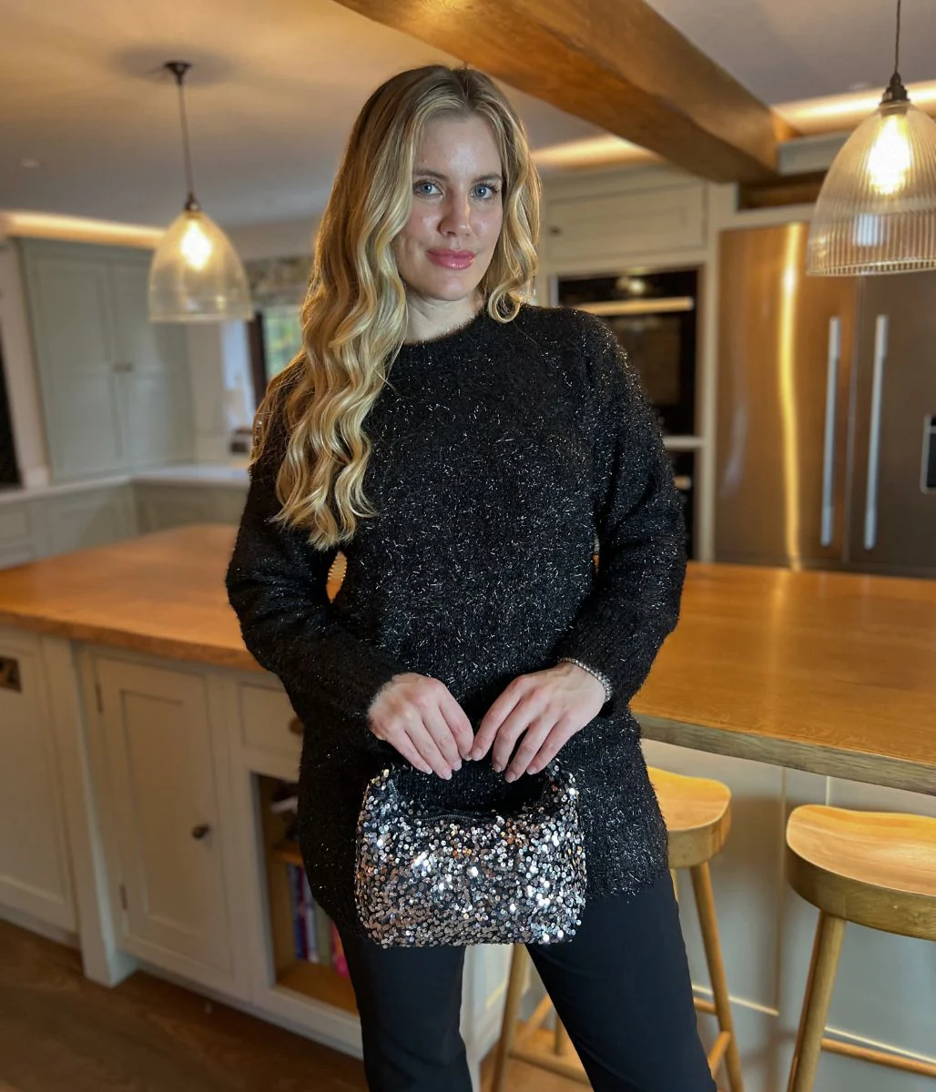 Black Sparkle Brushed Tunic Jumper - Image 3
