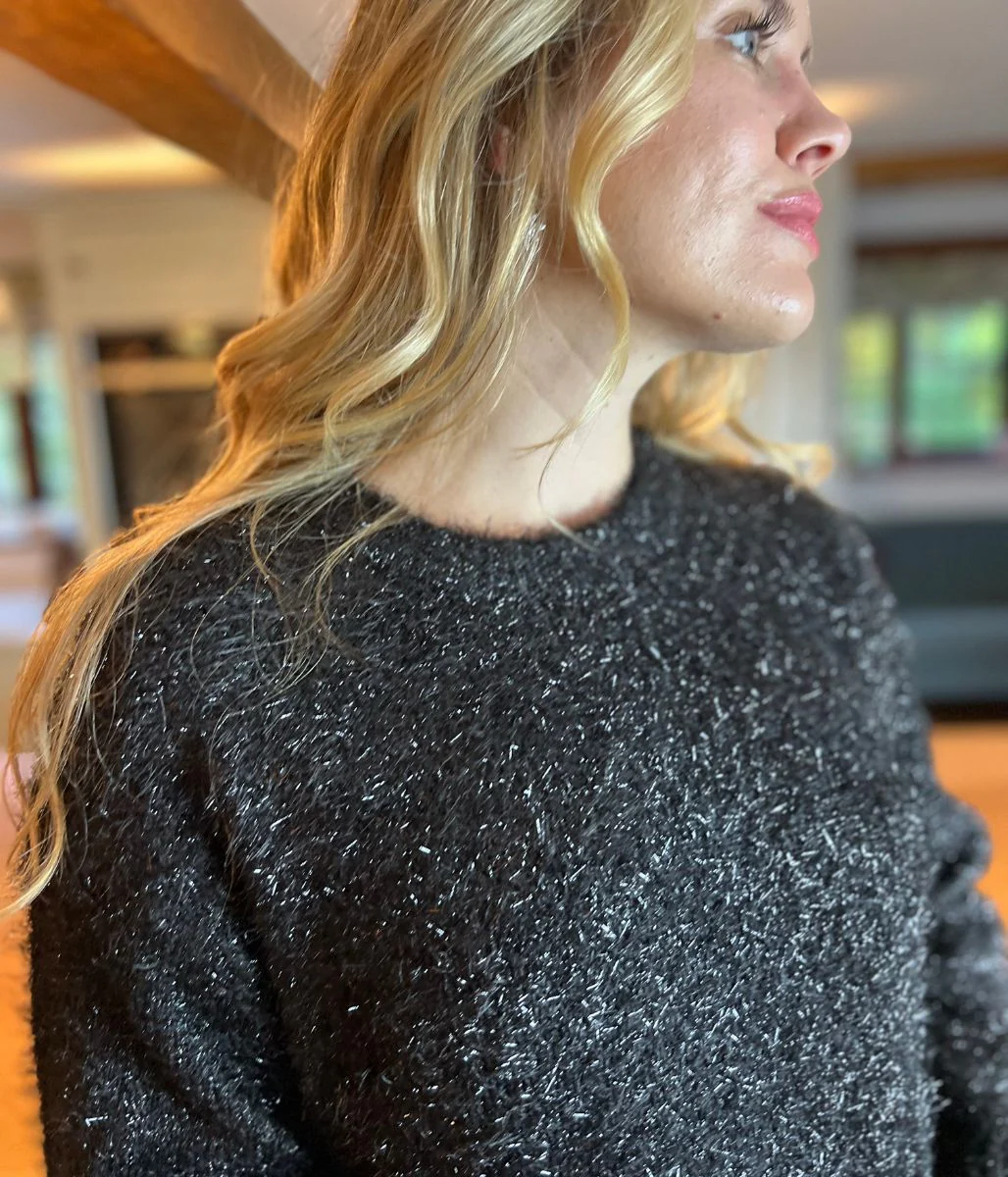 Black Sparkle Brushed Tunic Jumper - Image 6