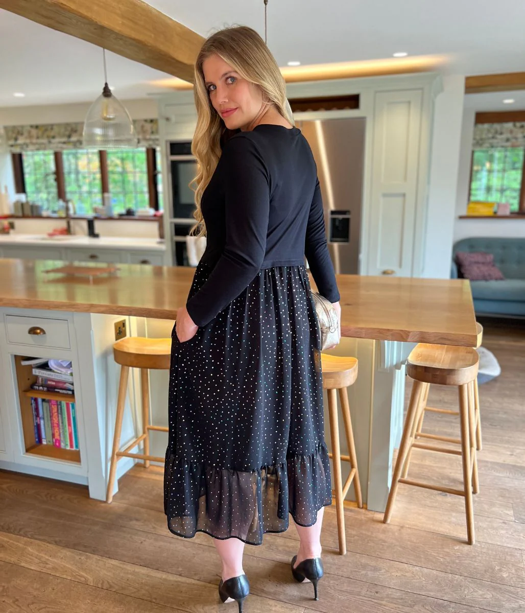 Black Rainbow Spot Midi Dress - Image 5