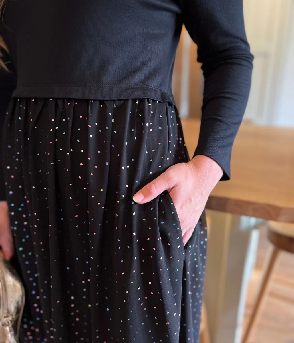 Black Rainbow Spot Midi Dress - Image 7