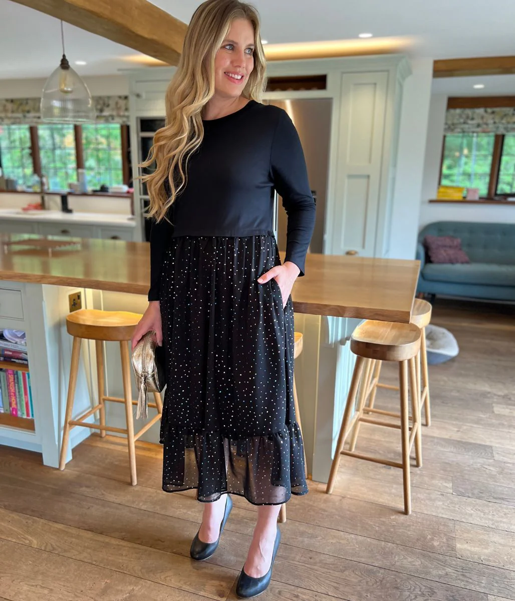 Black Rainbow Spot Midi Dress - Image 8