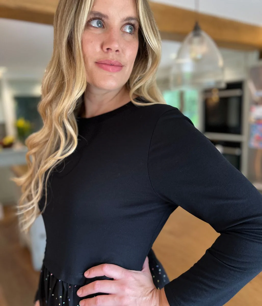 Black Rainbow Spot Midi Dress - Image 9