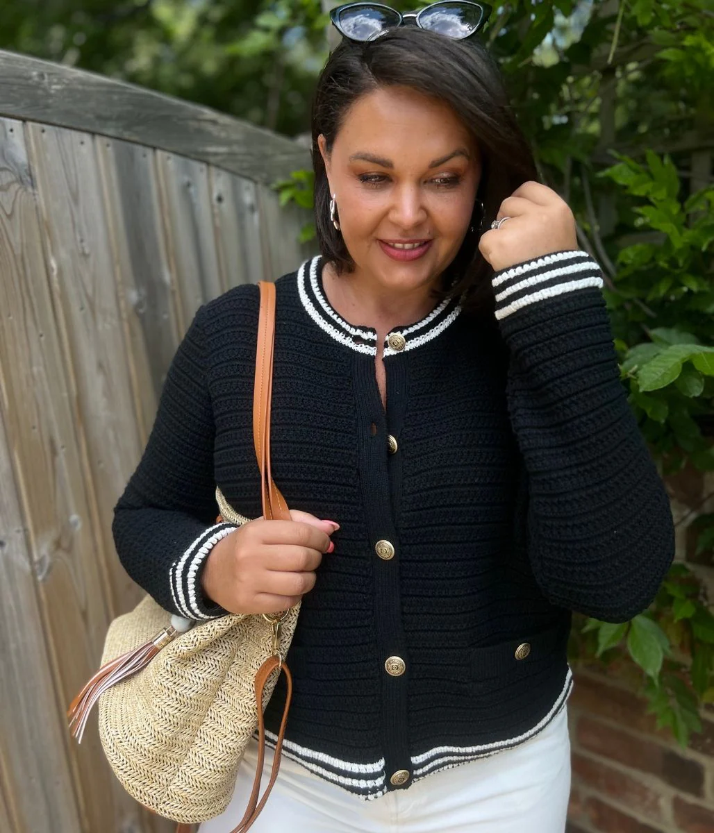 Black Textured Cotton Rich Cardigan - Image 7