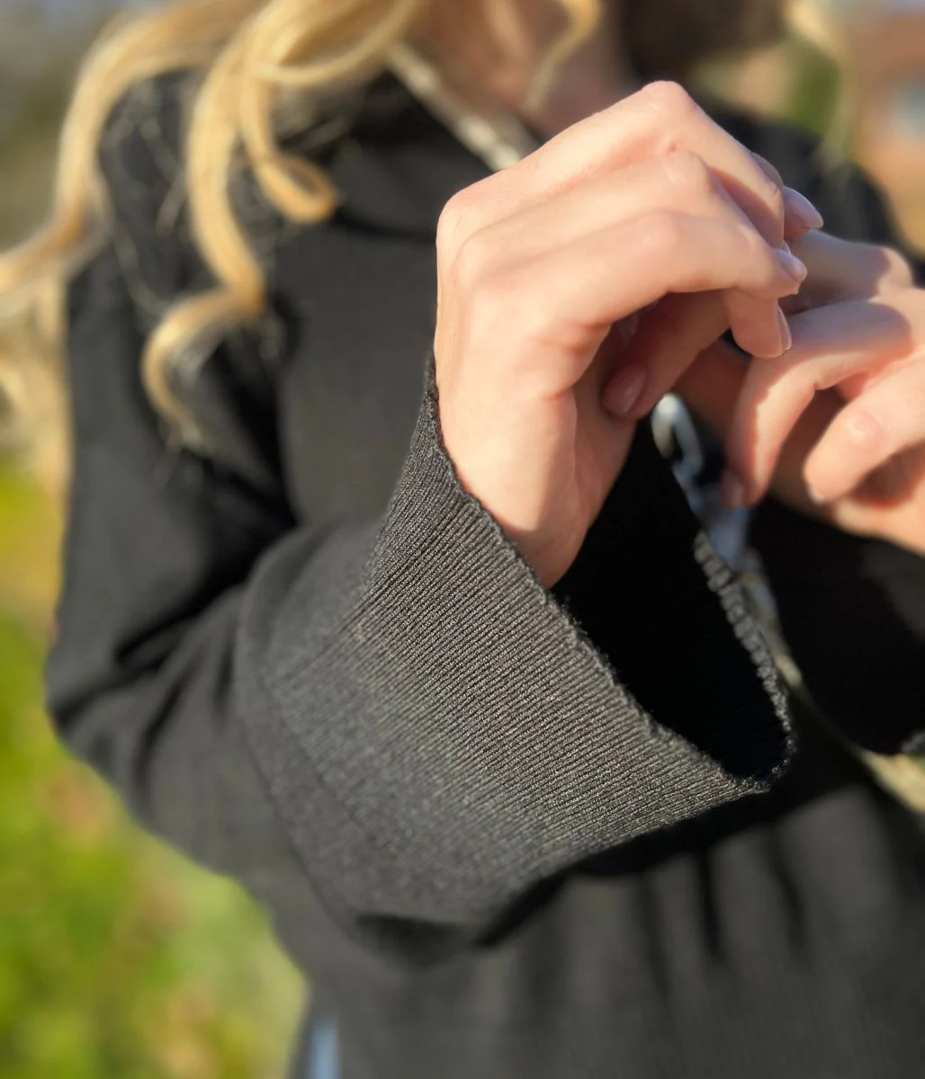 Black V Neck Fine Merino Wool Jumper - Image 5