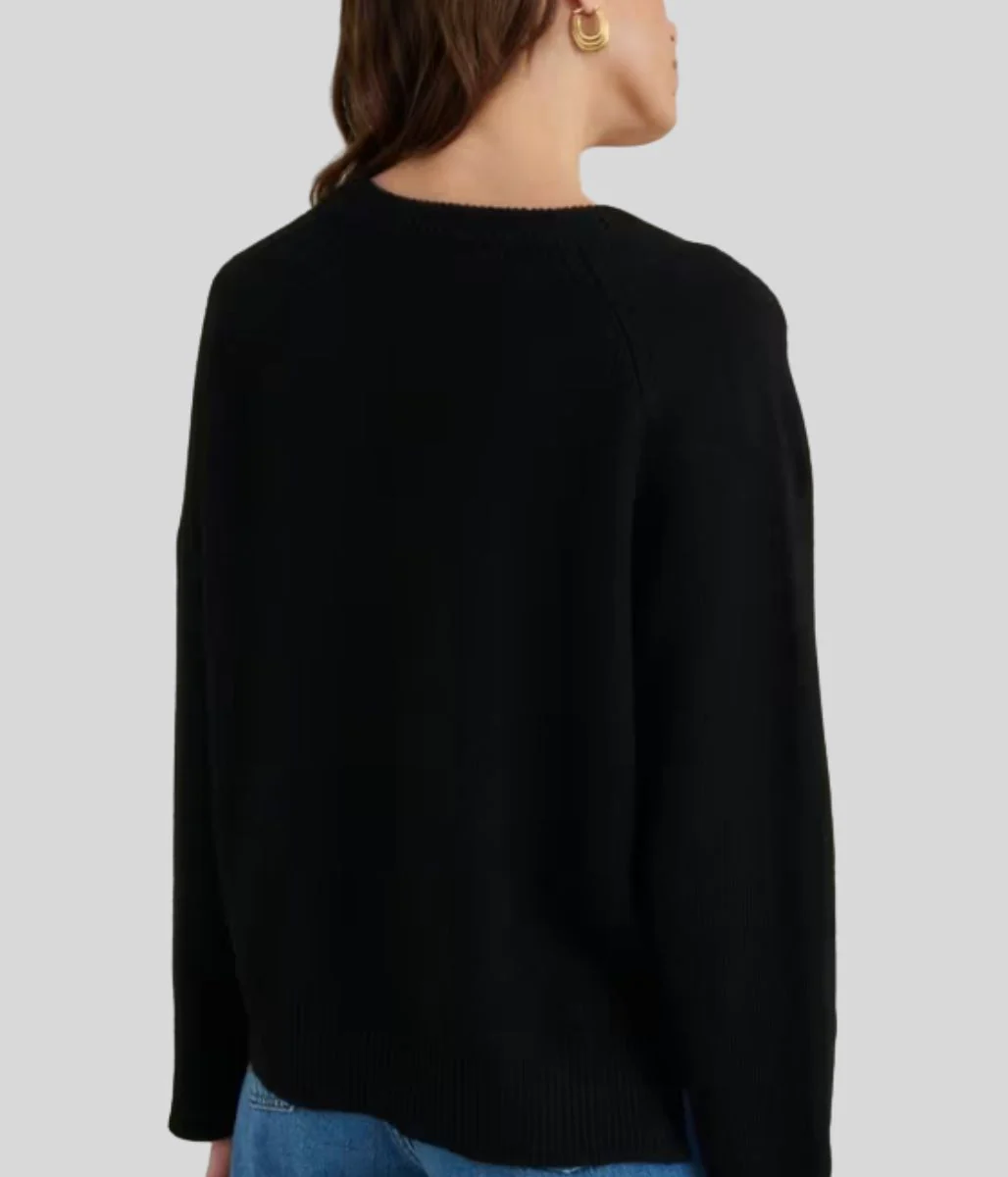 Black V Neck Raglan Jumper - Image 7
