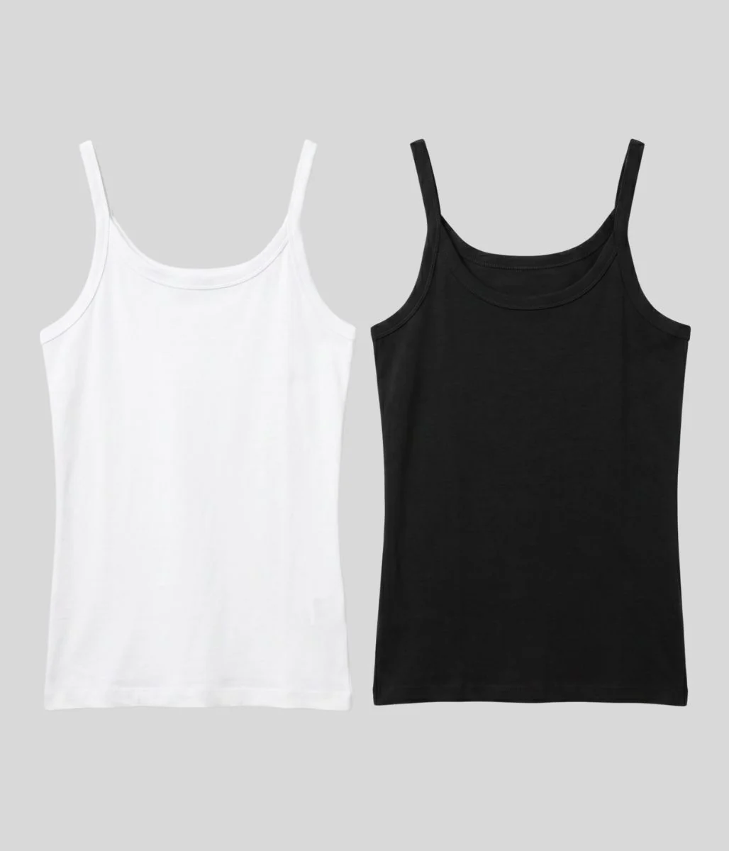 Black & White 2 Pack Cotton Vest Top - Image 4