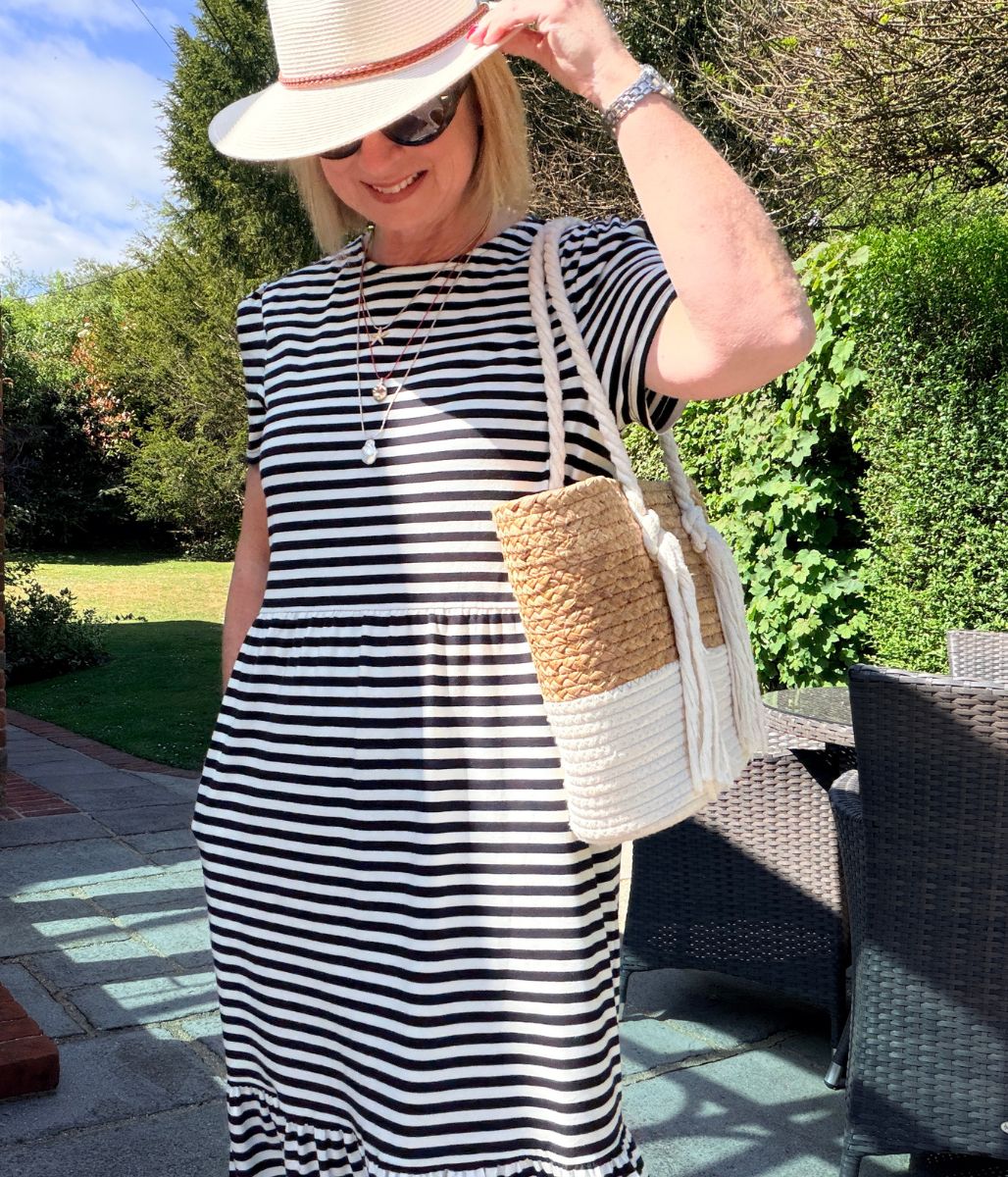 Black & White Premium Striped Jersey Dress