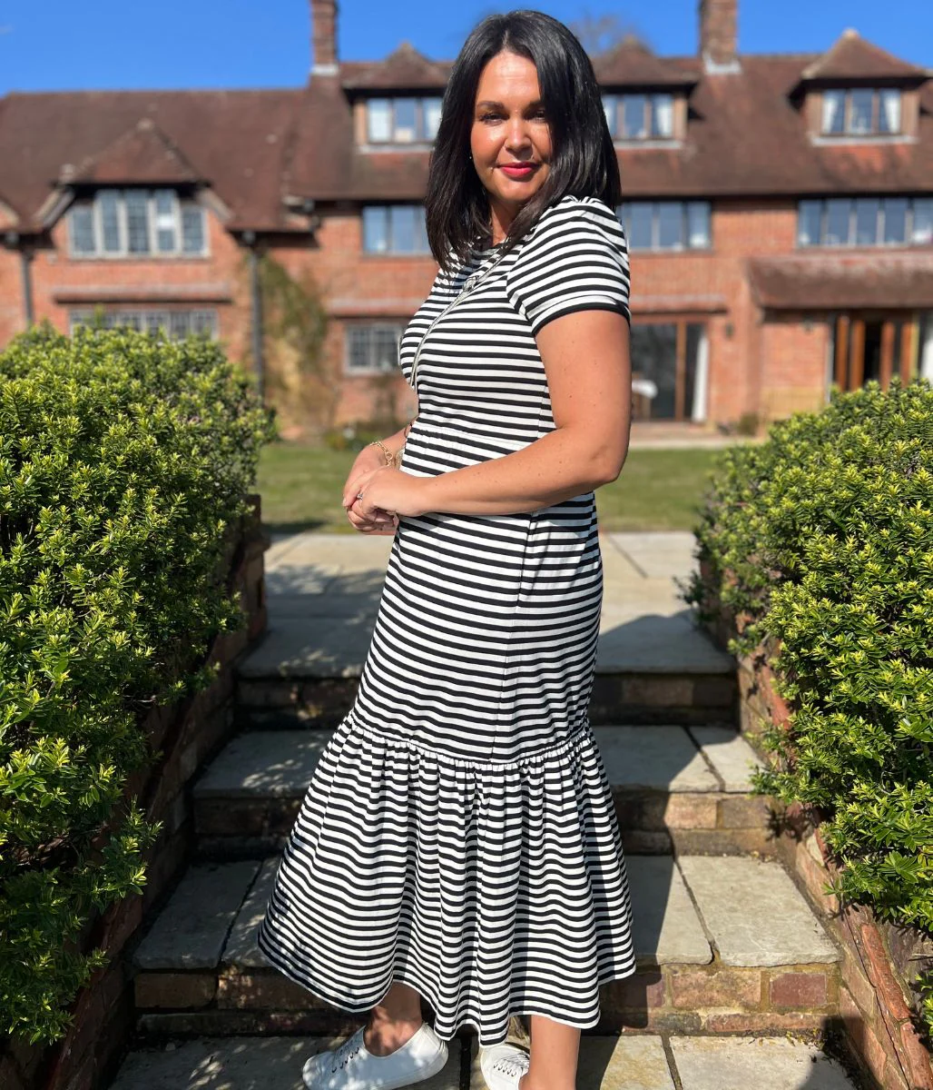 Black & White Premium Striped Jersey Dress - Image 10