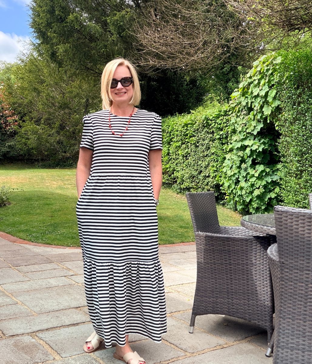 Black & White Premium Striped Jersey Dress - Image 14