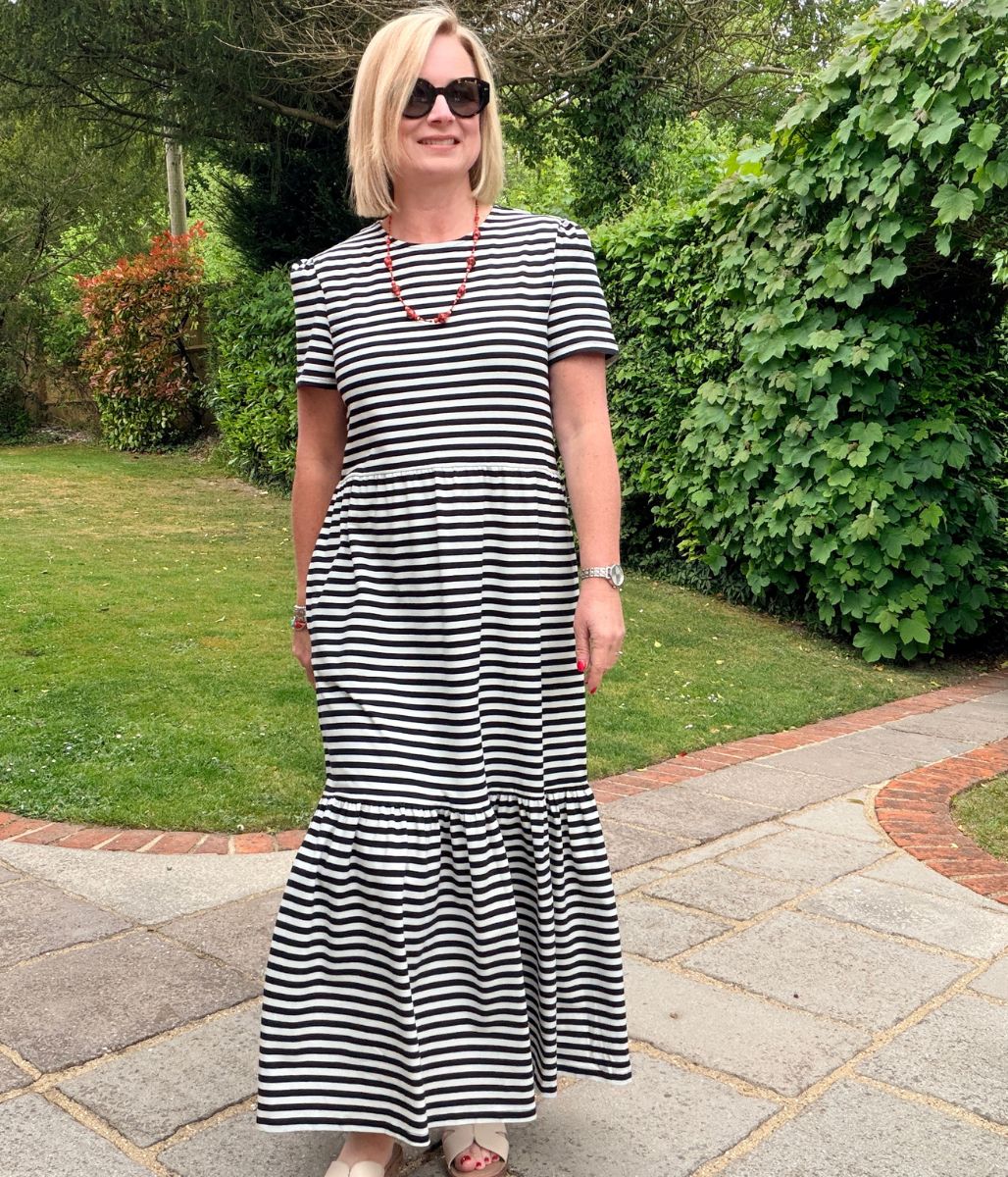 Black & White Premium Striped Jersey Dress - Image 2