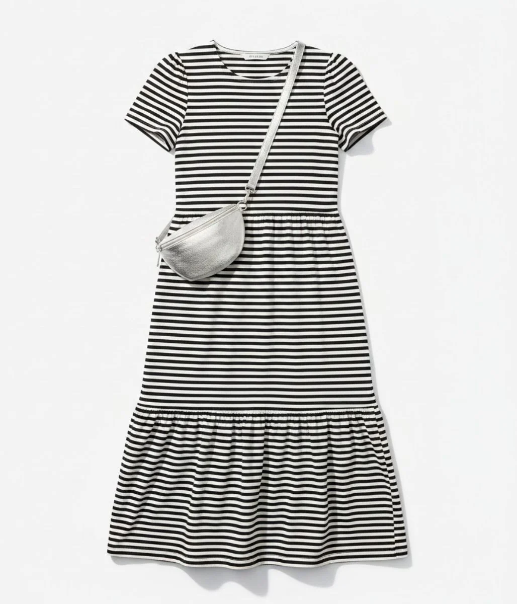 Black & White Premium Striped Jersey Dress - Image 4