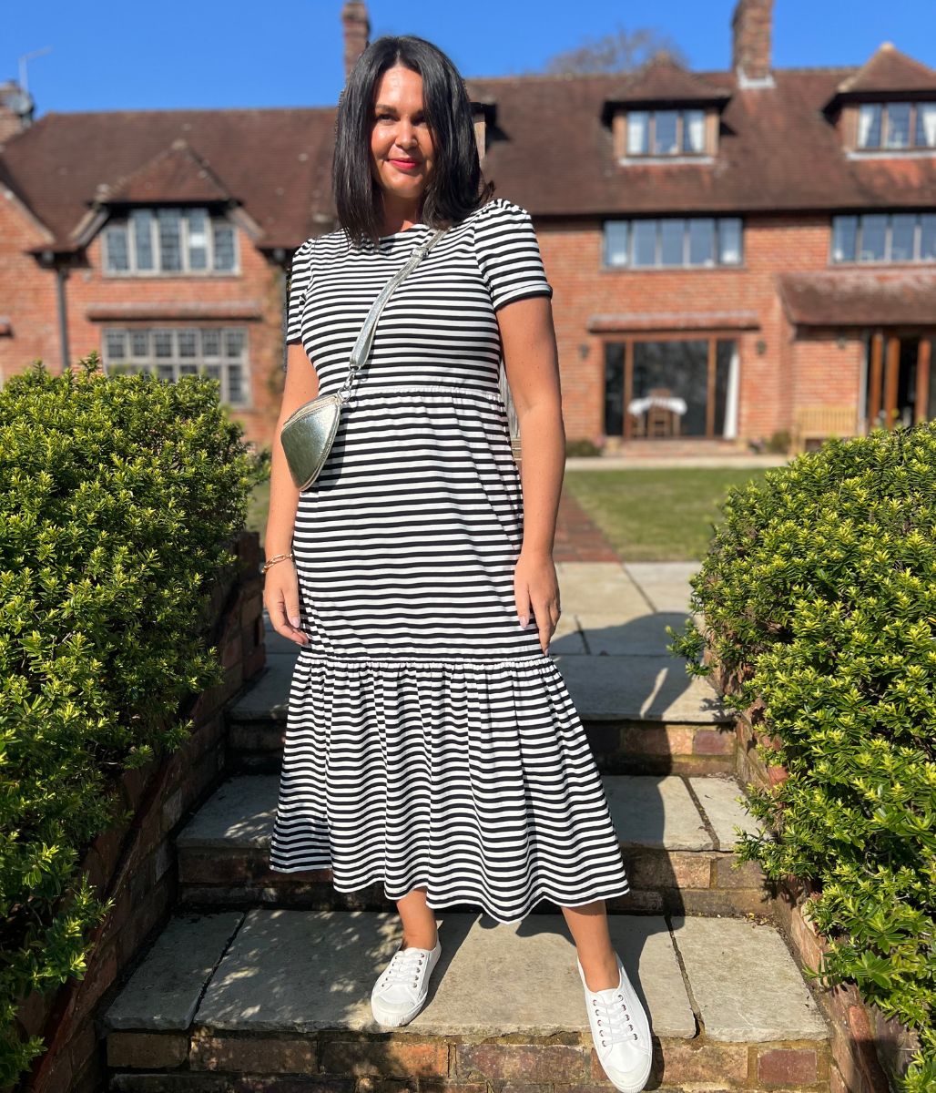 Black & White Premium Striped Jersey Dress - Image 6