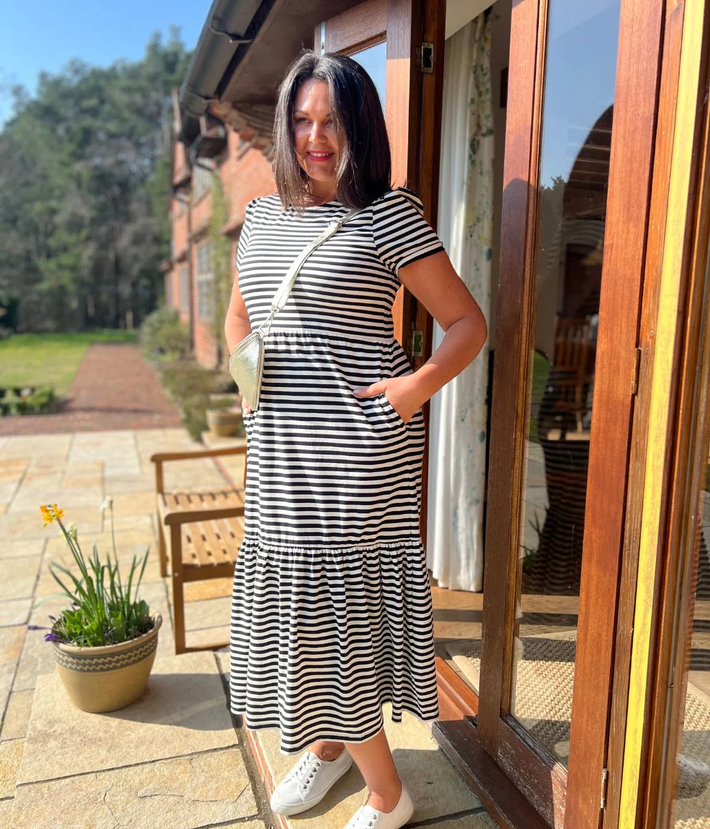 Black & White Premium Striped Jersey Dress - Image 7