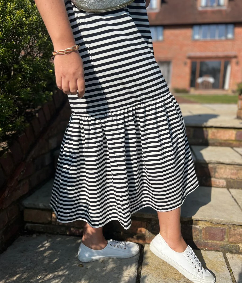 Black & White Premium Striped Jersey Dress - Image 8