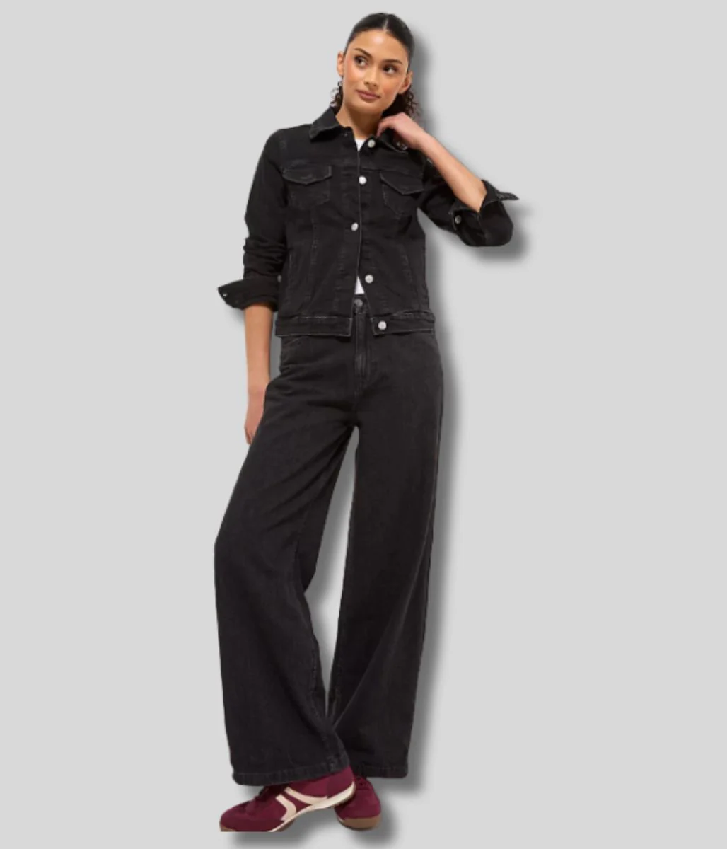 Charcoal Wide Leg Jeans - Image 3