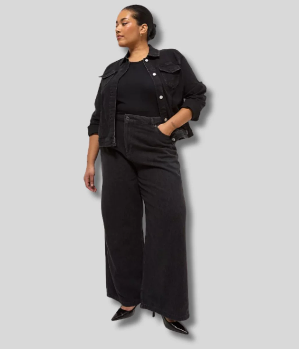 Charcoal Wide Leg Jeans - Image 6