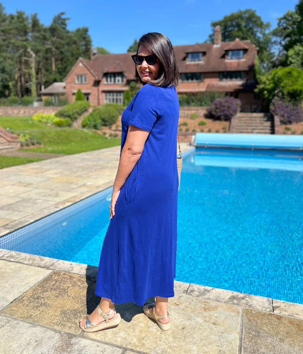 Blue Cotton Midaxi T Shirt Dress - Image 3
