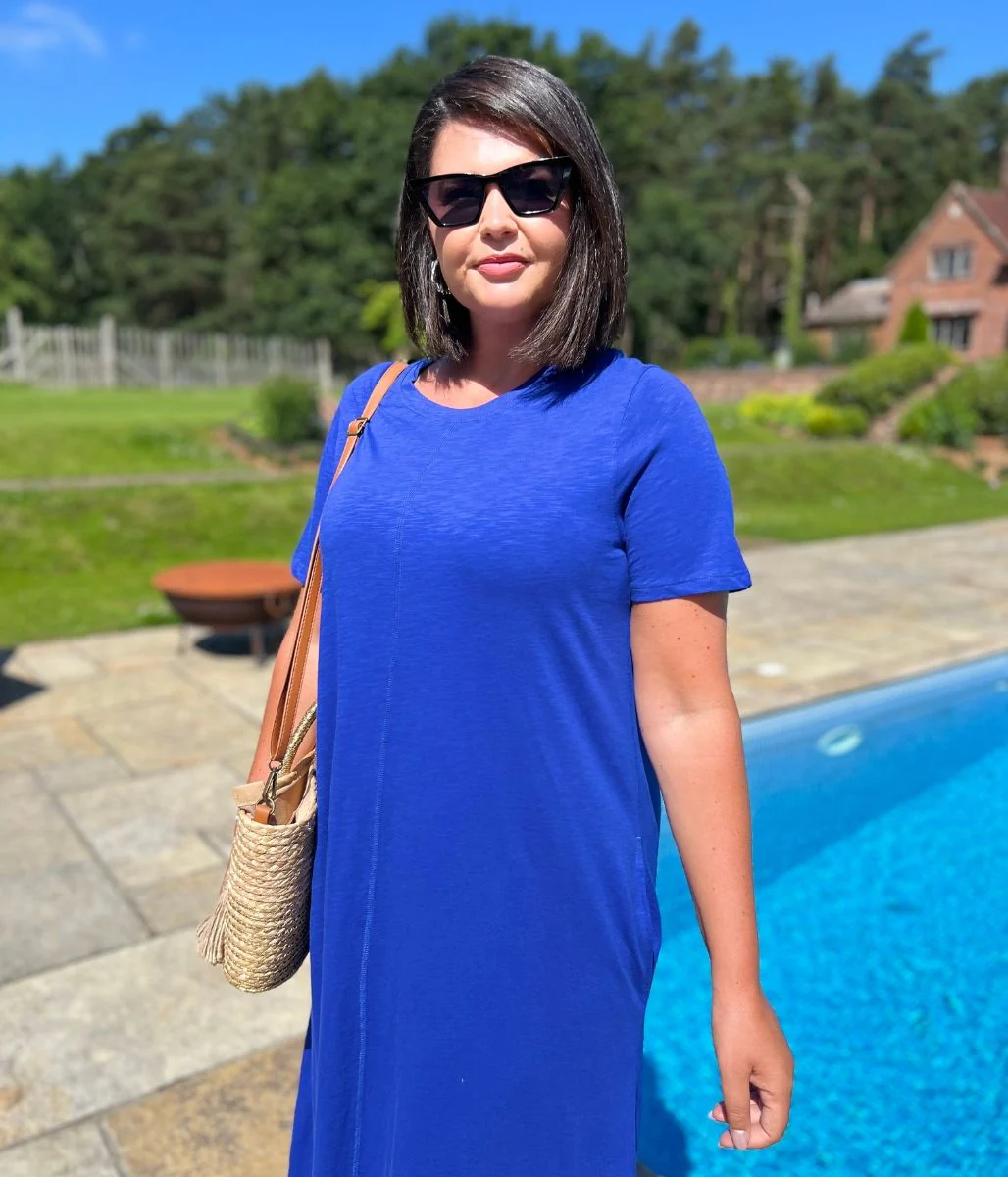 Blue Cotton Midaxi T Shirt Dress - Image 5