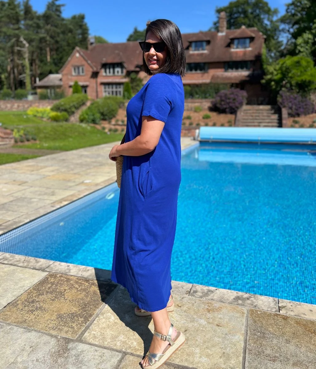 Blue Cotton Midaxi T Shirt Dress - Image 6