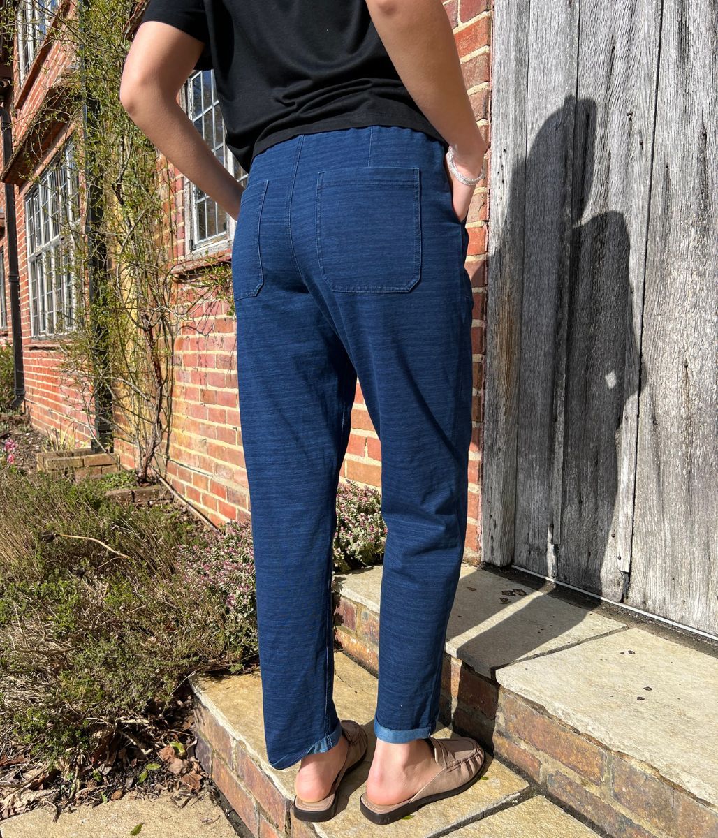 Blue Cotton Rich Dark Denim Straight Leg Jogger Trousers - Image 5
