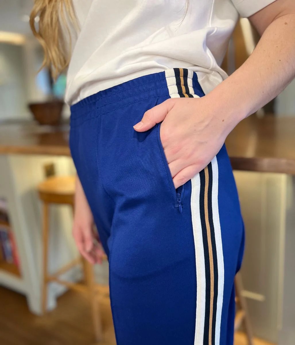 Blue Cotton Rich Retro Side Stripe Joggers - Image 6