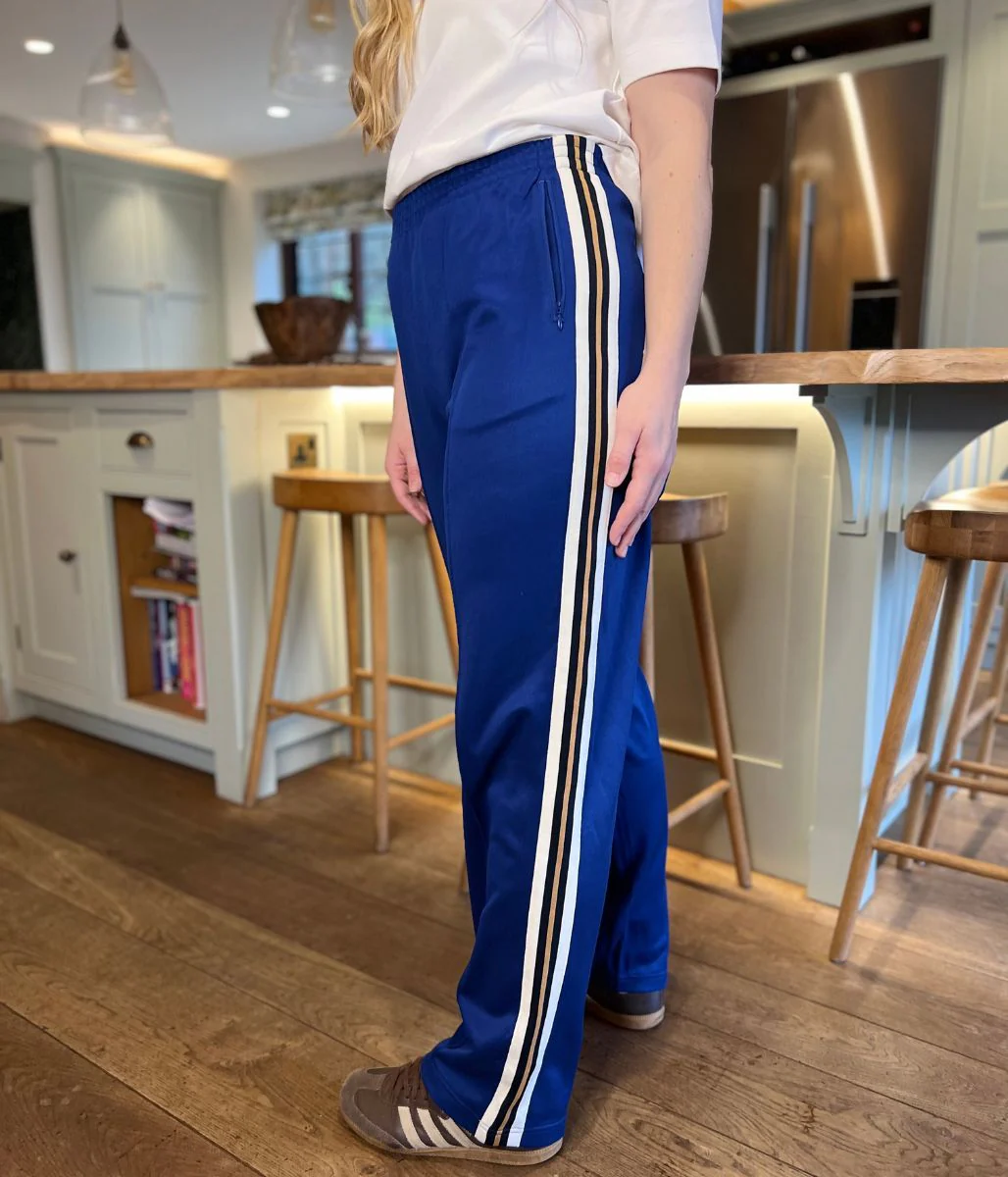 Blue Cotton Rich Retro Side Stripe Joggers - Image 7