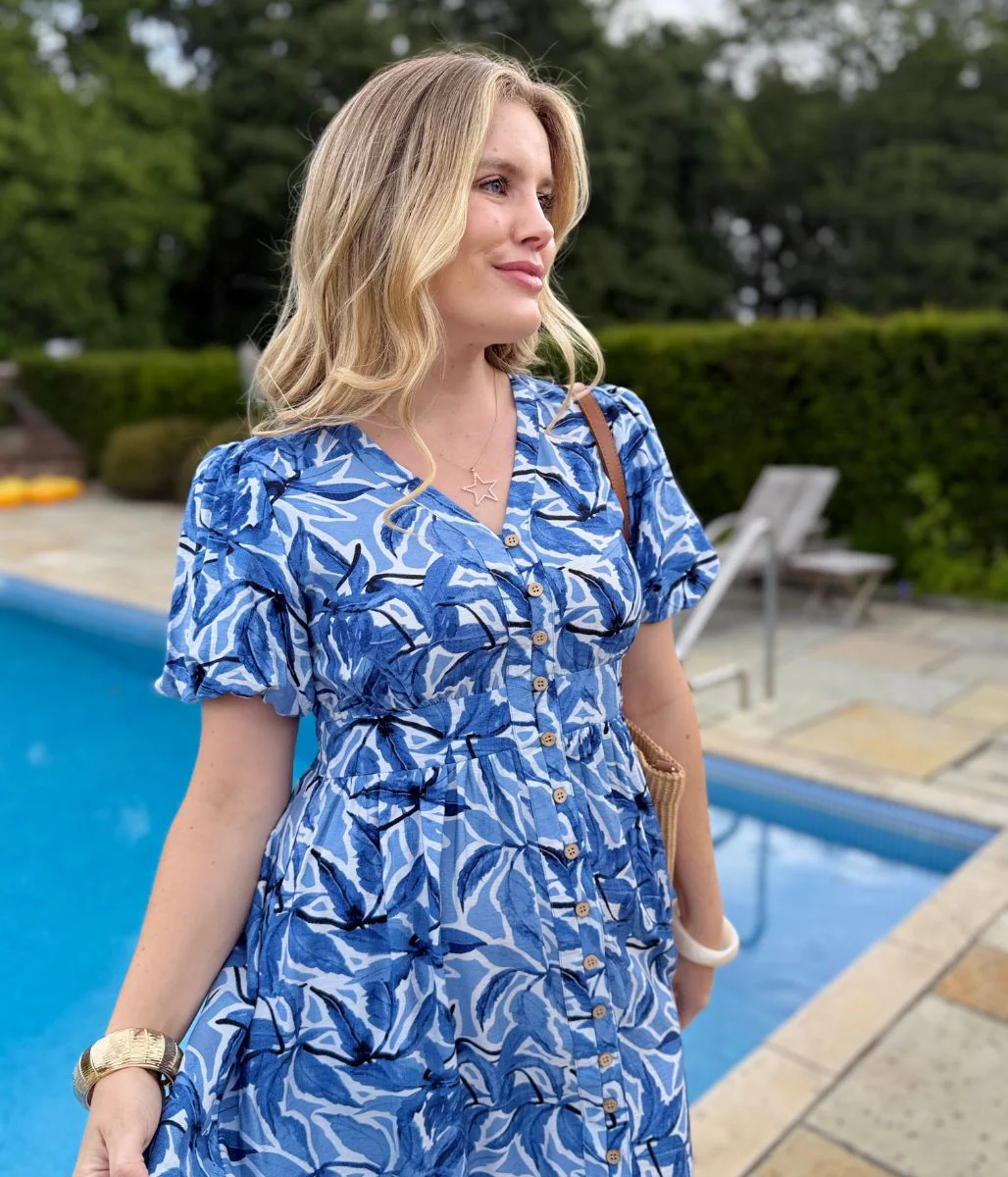 Blue Daia Button Through Midi Dress - Image 8