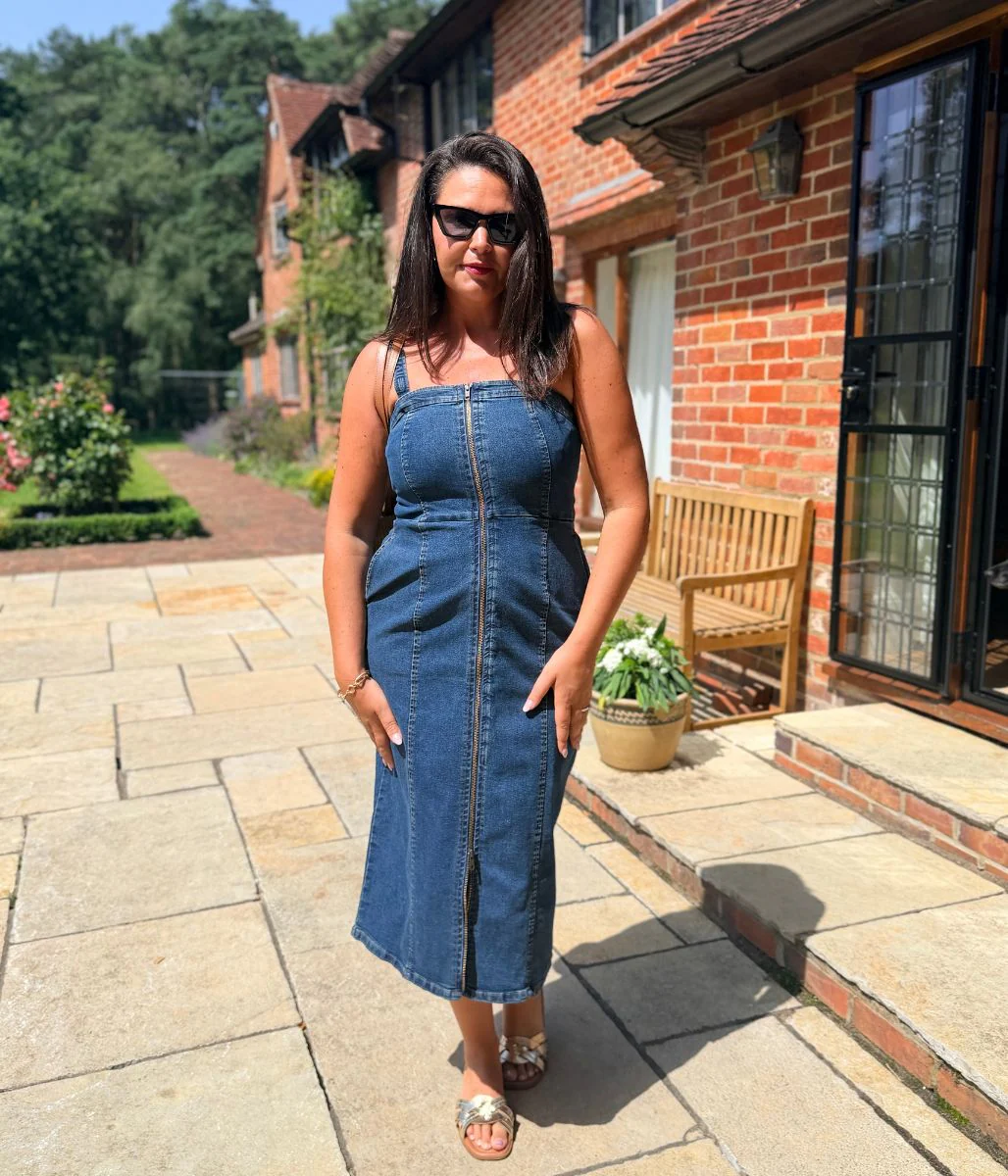 Blue Denim Zip Through Midi Dress - Image 3
