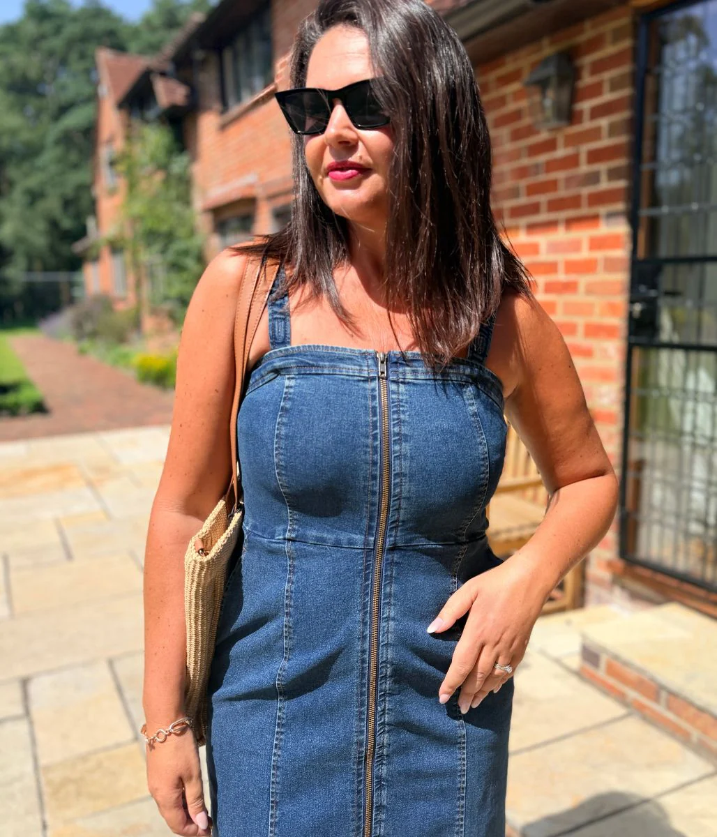 Blue Denim Zip Through Midi Dress - Image 5