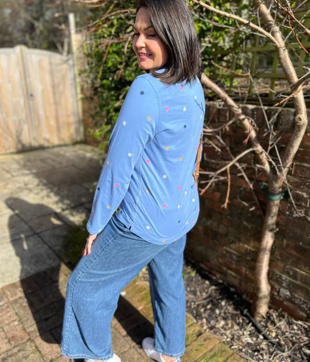 Blue Embroidered Annie Jersey Shirt - Image 10
