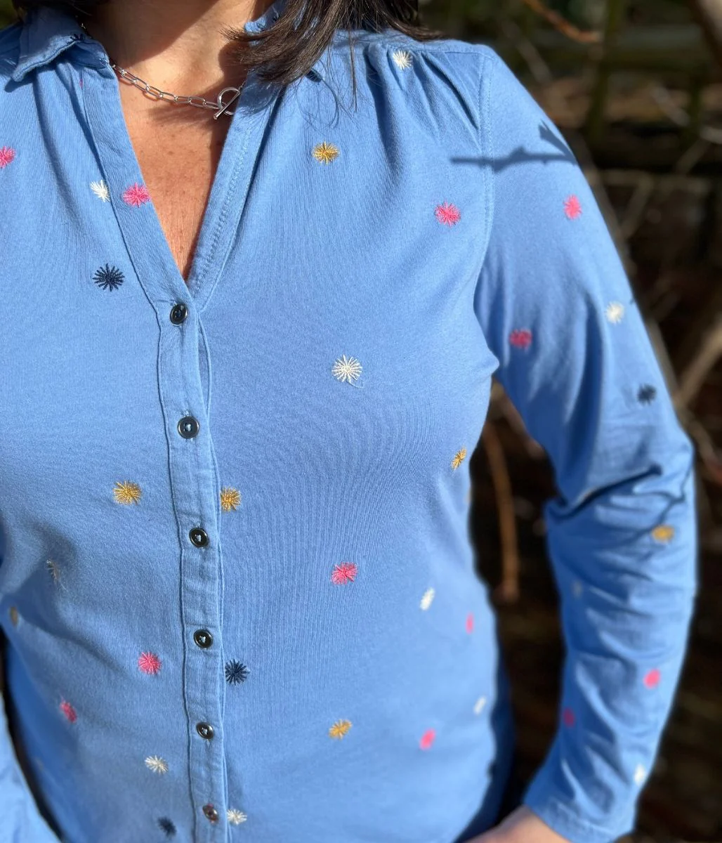 Blue Embroidered Annie Jersey Shirt - Image 11