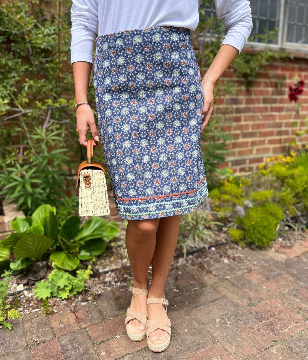 Blue Herbal Garden Moleskin Skirt - Image 10